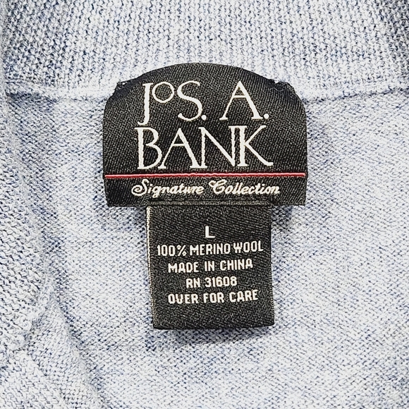 Jos A Bank Traveler 100% Merino Wool 1/4 Zip Pullover Sweater Blue Mens  L - Picture 4 of 5